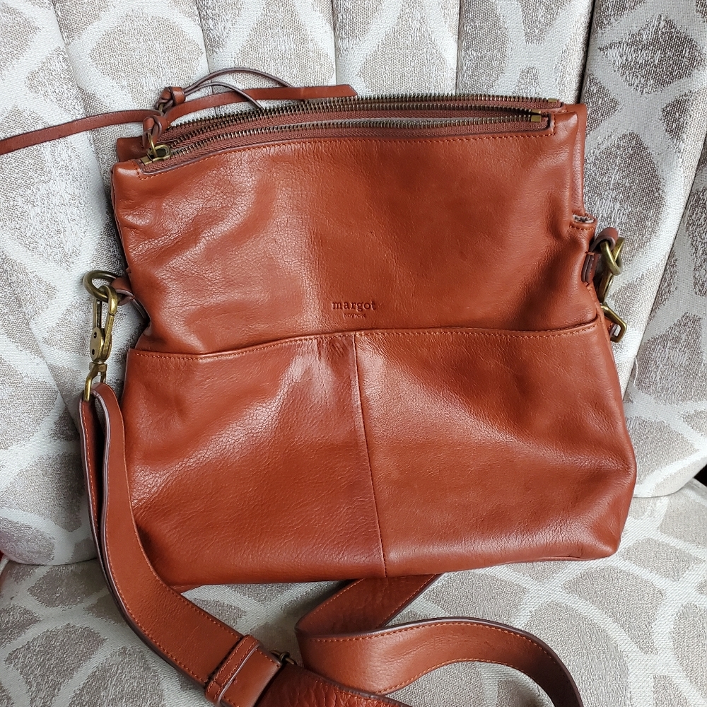 margot New York Cognac Mickey Double Zip Hobo